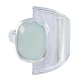 Ananya Aqua Solitaire Ring for Women in Sterling Silver Aqua Chalcedony Green