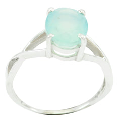 Skylar Aqua Solitaire Ring India - Sterling Silver Gemstone Aqua Chalcedony Green