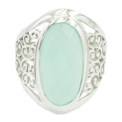 Ines Aqua Solitaire Ring India - Elegant Gemstone Jewelry Aqua Chalcedony Green