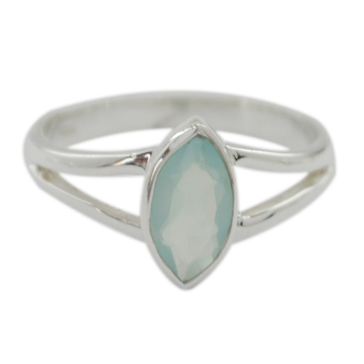 Aisha Geometric Aqua Solitaire Ring Aqua Chalcedony Green