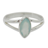 Aisha Geometric Aqua Solitaire Ring Aqua Chalcedony Green