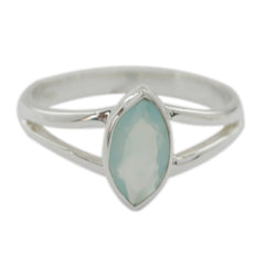 Aisha Geometric Aqua Solitaire Ring Aqua Chalcedony Green