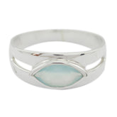 Andrea aqua solitaire ring with marquise aqua gemstone set in polished silver band