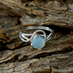 Maya Aqua Solitaire Ring with Elegant Silver Design