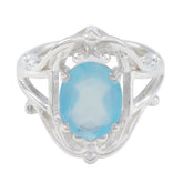 Mila Aqua Solitaire Ring with Elegant Blue Gemstone Aqua Chalcedony Green