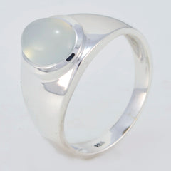 Bruna aqua solitaire ring with a smooth round aqua gemstone set in polished silver band