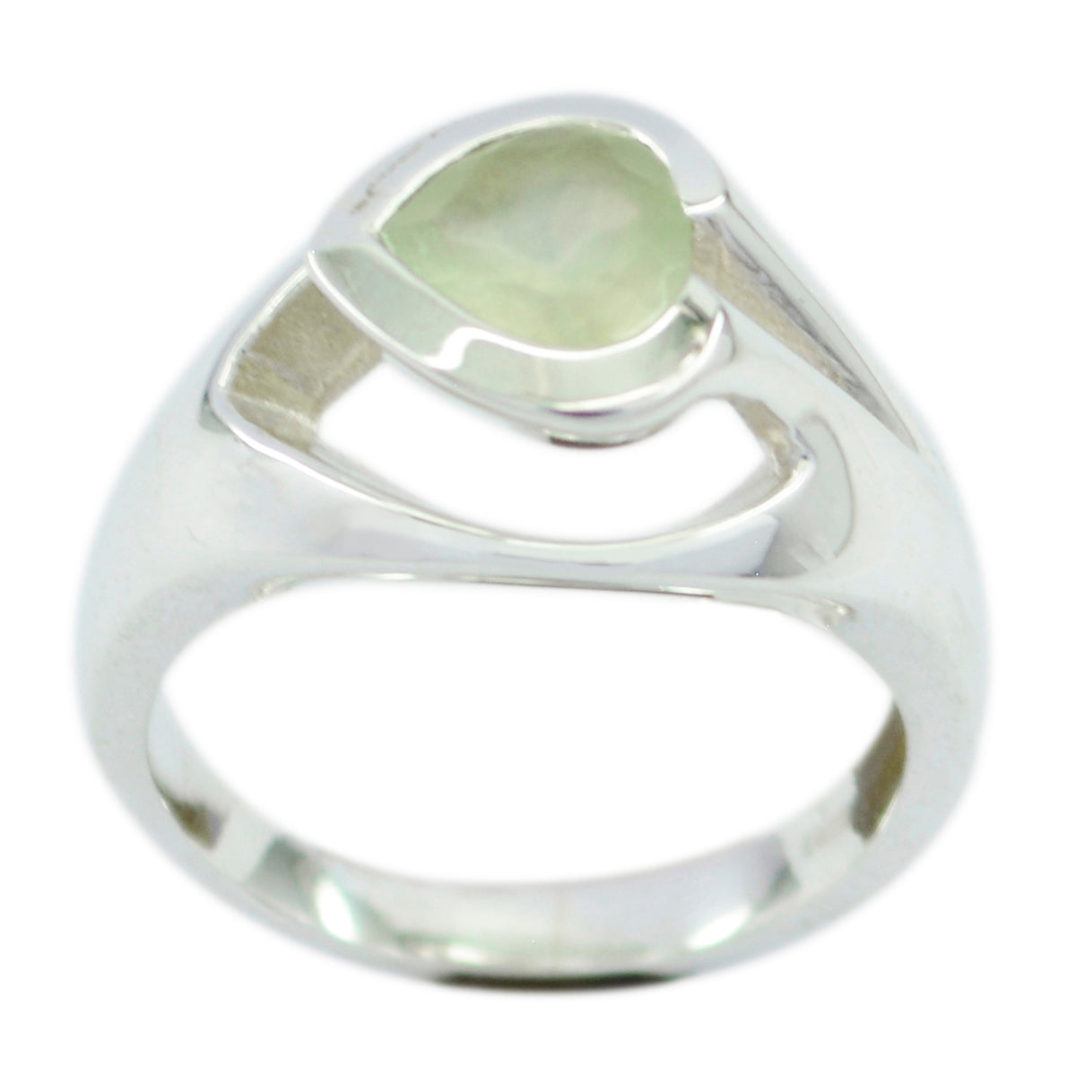 Natalia aqua solitaire ring featuring a pear-shaped aqua gemstone set in a sleek silver band