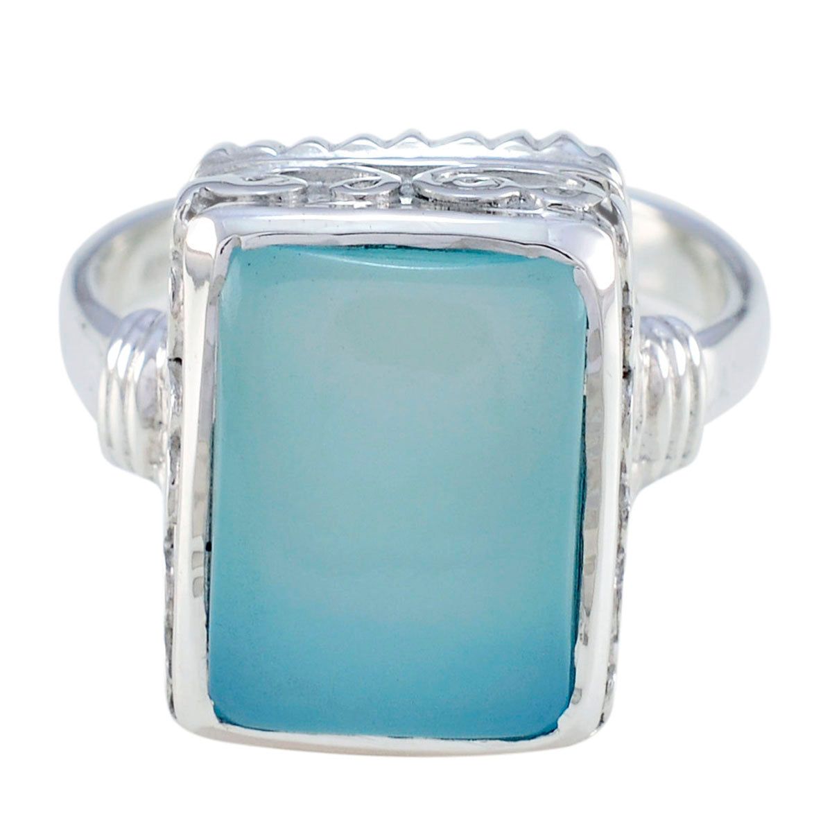 Natalia Contemporary Aqua Solitaire Ring Aqua Chalcedony Green