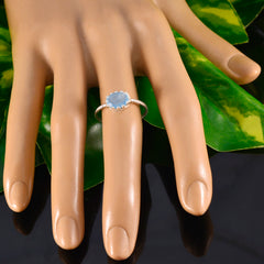 Chen Aqua Solitaire Ring Riyo in Sterling Silver
