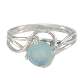 Maya Aqua Solitaire Ring with Elegant Silver Design Aqua Chalcedony Green