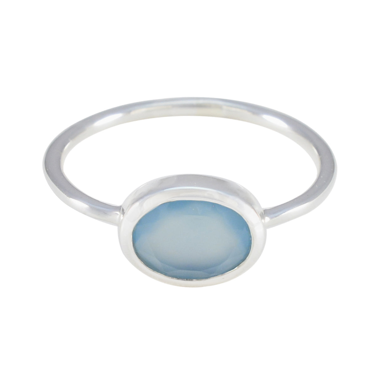 Sakura Graceful Aqua Solitaire Ring Aqua Chalcedony Green