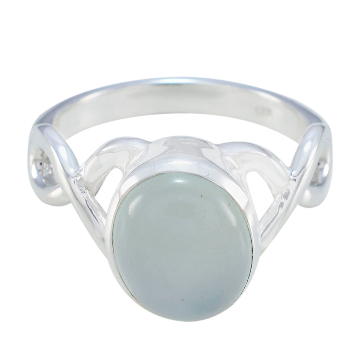 Stella Aqua Solitaire Ring Silver Gemstone Jewelry Aqua Chalcedony Green