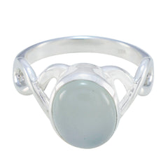 Stella Aqua Solitaire Ring Silver Gemstone Jewelry Aqua Chalcedony Green