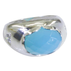 Dewi Aqua Solitaire Ring - Elegant Gemstone Jewelry Aqua Chalcedony Green