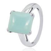 Kristine Cultural Aqua Solitaire Ring Aqua Chalcedony Green