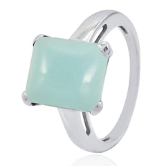 Kristine Cultural Aqua Solitaire Ring Aqua Chalcedony Green