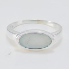 Seo-yeon elegant aqua solitaire ring with an oval aqua gemstone set in a polished silver band
