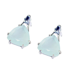 Yasmine Aqua Solitaire Stud Earrings for Everyday Glam