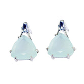 Yasmine Aqua Solitaire Stud Earrings for Everyday Glam Aqua Chalcedony Green Stud