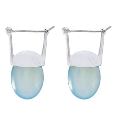 Pauline Aqua Solitaire Stud Earrings for Everyday Glam Aqua Chalcedony Green Stud