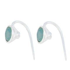 Zoe Aqua Solitaire Stud Earrings for Everyday Glam Aqua Chalcedony Green Stud