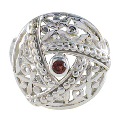 Araya Filigree Red Solitaire Ring with Intricate Design Garnet Red
