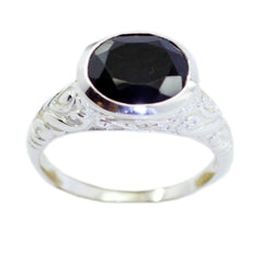 Abigail Art Deco Black Solitaire Ring in Silver Black Onyx Black