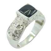 Olivia Art Deco Black Solitaire Ring Black Onyx Black