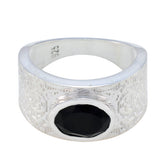 Meera Art Deco Black Solitaire Ring Black Onyx Black