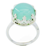 Layla Art Deco Blue Ring with Silver Crown Design Blue Chalcedony Blue