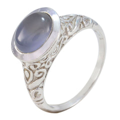 Audrey Art Deco Blue Solitaire Ring with Intricate Design Iolite Blue