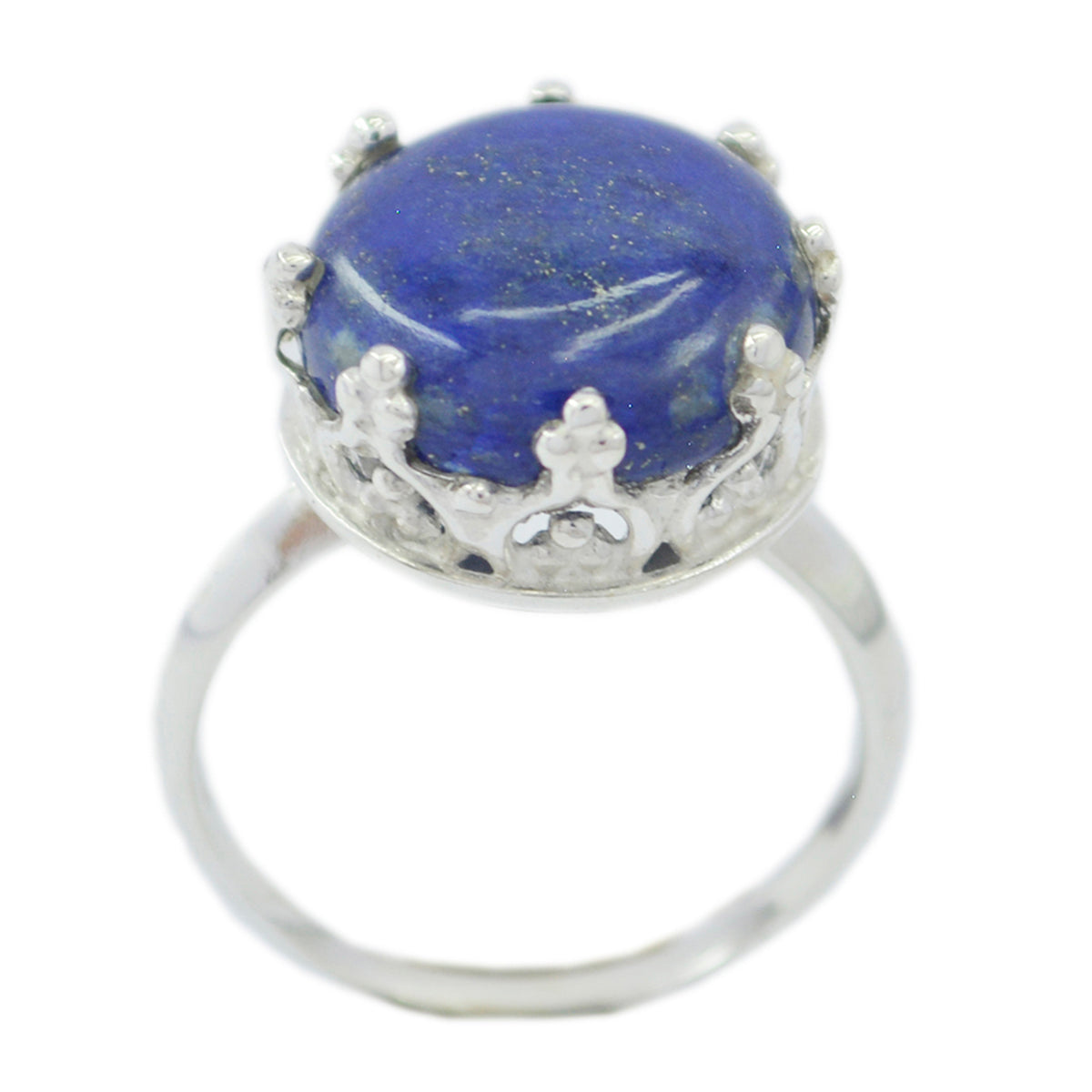 Lea Art Deco Blue Solitaire Ring with Lapis Gemstone Lapis Lazuli Blue