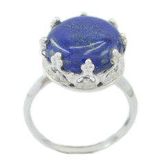 Lea Art Deco Blue Solitaire Ring with Lapis Gemstone Lapis Lazuli Blue