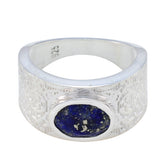 Ana Art Deco Blue Solitaire Ring Sterling Silver Lapis Lazuli Blue