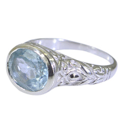 Valentina Art Deco Blue Solitaire Ring with Silver Detail