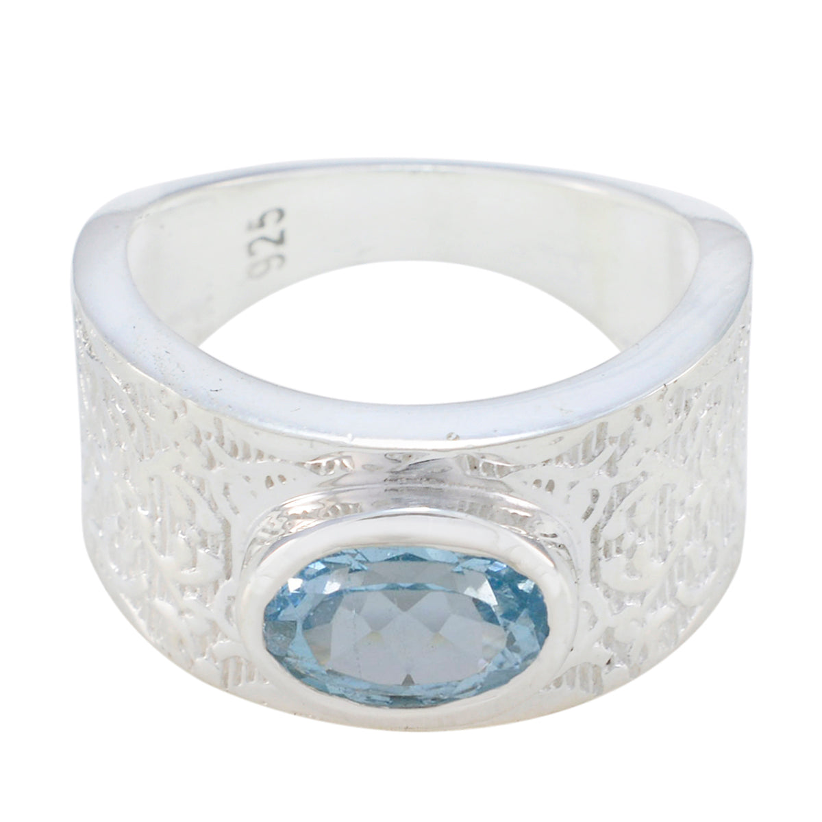 Alejandra Art Deco Blue Solitaire Ring Blue Topaz Blue