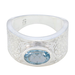 Alejandra Art Deco Blue Solitaire Ring Blue Topaz Blue