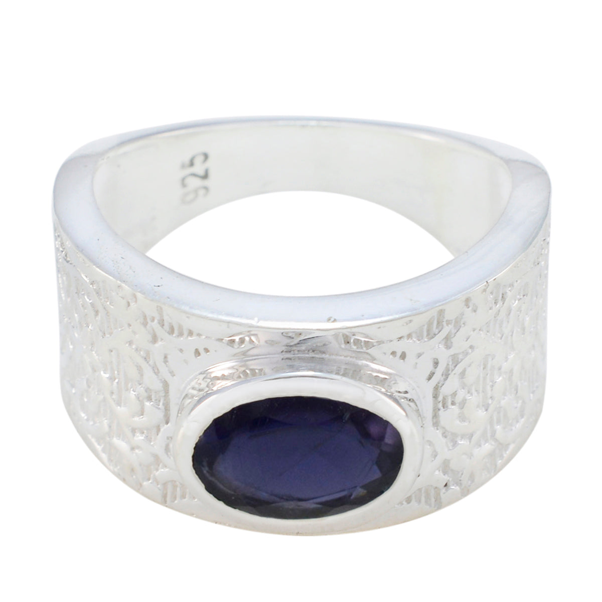 Amanda Art Deco Blue Solitaire Ring Iolite Blue