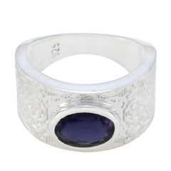 Amanda Art Deco Blue Solitaire Ring Iolite Blue