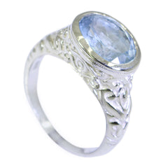 Valentina Art Deco Blue Solitaire Ring with Silver Detail Blue Topaz Blue