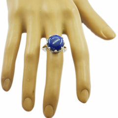 Lea Art Deco Blue Solitaire Ring with Lapis Gemstone