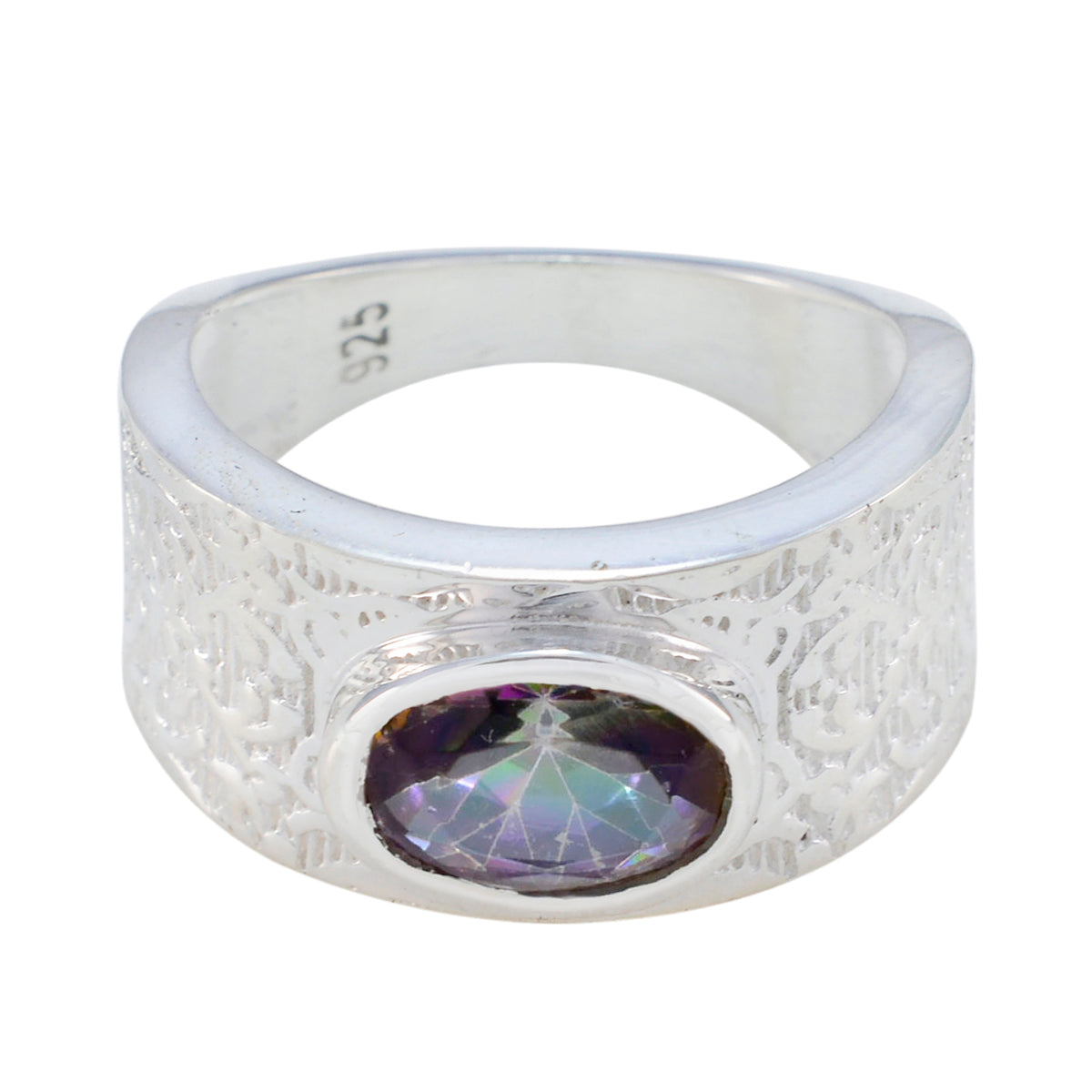 Abigail Art Deco Gemstone Jewelry Silver Ring Mystic Quartz Multicolor
