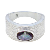 Abigail Art Deco Gemstone Jewelry Silver Ring Mystic Quartz Multicolor