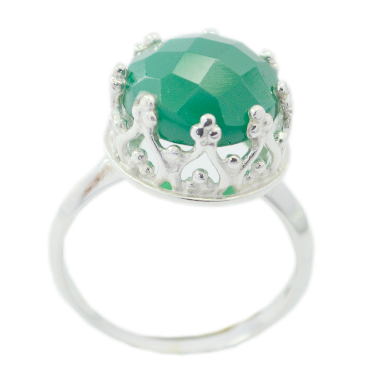 Isabella Art Deco Green Solitaire Ring Green Onyx Green