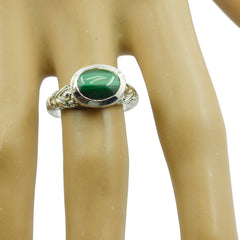 Aisha Art Deco Green Solitaire Ring in Sterling Silver