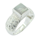 Penelope Art Deco Grey Solitaire Ring Labradorite Gray