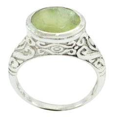 Amelia Art Deco Light Green Ring with Silver Design Prehnite Green