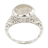 Teresa Art Deco Pink Solitaire Ring with Elegant Silver Design Rose Quartz Pink