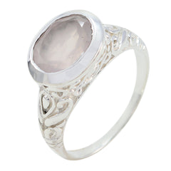 Araya Art Deco Pink Solitaire Ring in Sterling Silver