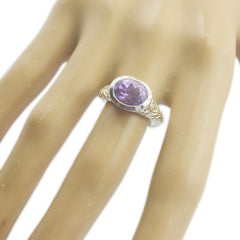 Rebeca Art Deco Purple Ring with Elegant Silver Design
